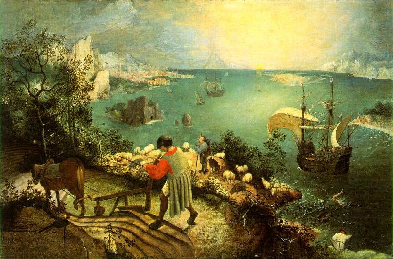 BRUEGEL, Pieter the Elder Landscape with the Fall of Icarus g Norge oil painting art